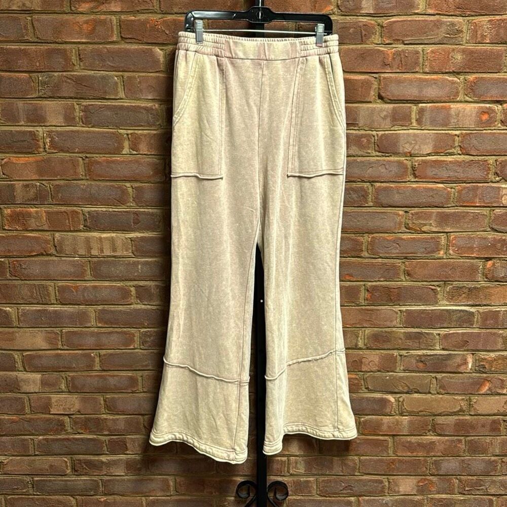 Jodifl Women’s Tan Crop Wide Leg Casual Pants Sz Medium NEW